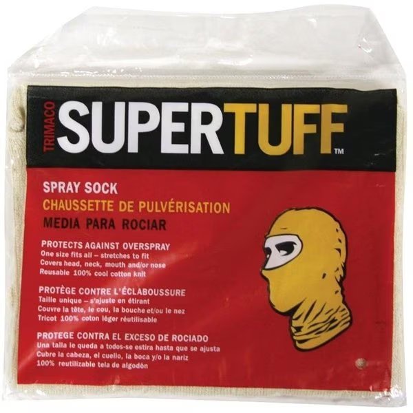SUPERTUFF Spray Paint Socks with Hood, Elastic Closure, Cotton, Natural, Trimaco, Mfr#: 09301-B